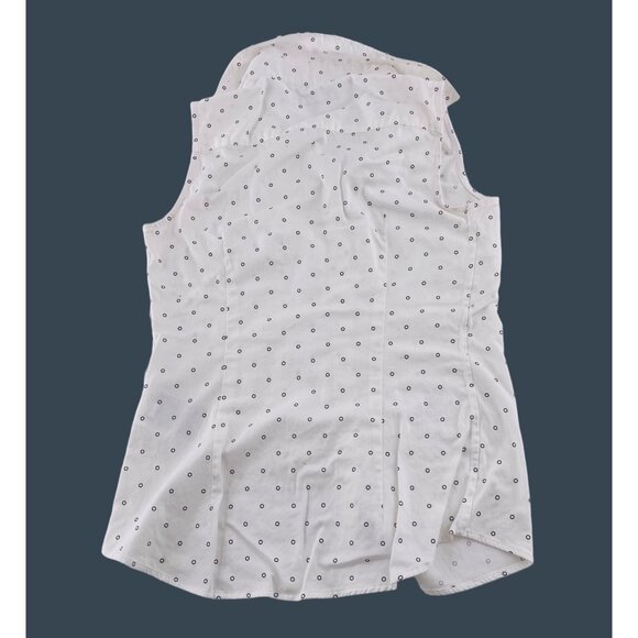 Banana Republic Women's White Sleeveless Button-Up Shirt Non-Iron Polka Dot sz 0 - Picture 5 of 5